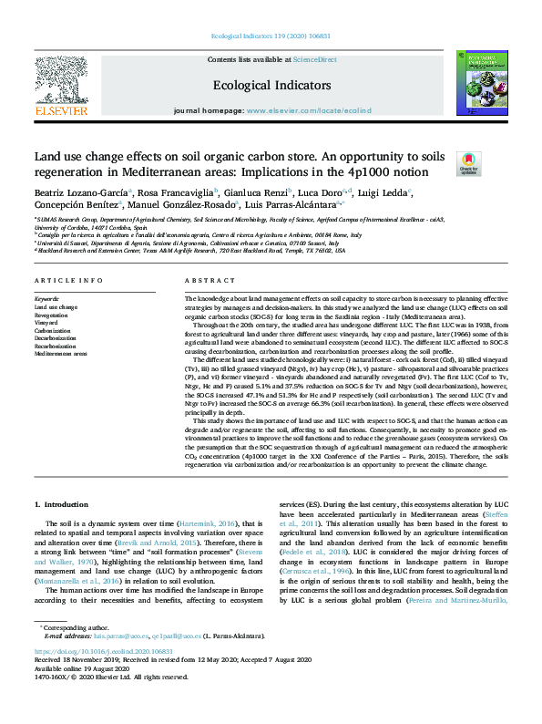 (PDF) Land use change effects on soil organic carbon store. An ...