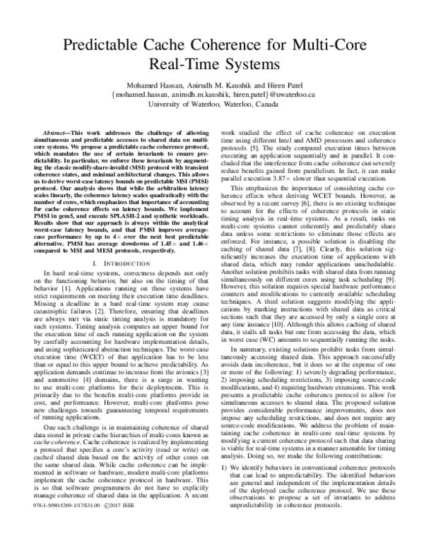 (PDF) Predictable Cache Coherence for Multi-core Real-Time Systems