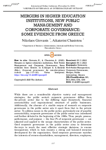 (PDF) Mergers in higher education institutions, New Public Management ...