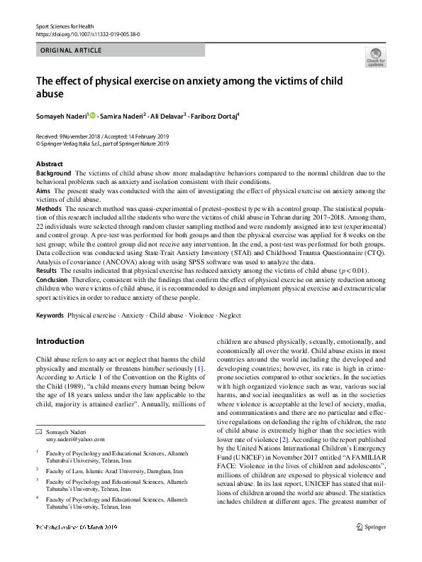 (PDF) The effect of physical exercise on anxiety among the victims of ...