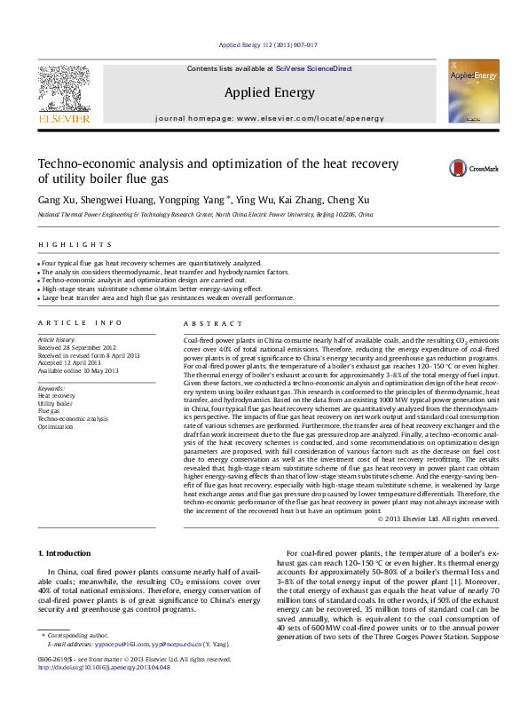 (PDF) Techno-economic analysis and optimization of the heat recovery of ...