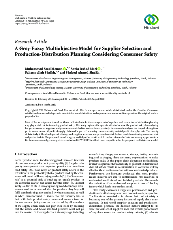 (PDF) A Grey-Fuzzy Multiobjective Model for Supplier Selection and ...
