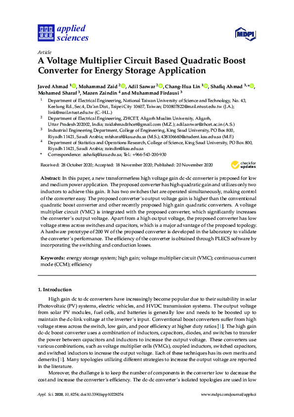 (PDF) A Voltage Multiplier Circuit Based Quadratic Boost Converter for ...