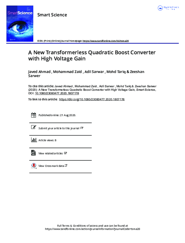 (PDF) A New Transformerless Quadratic Boost Converter with High Voltage ...