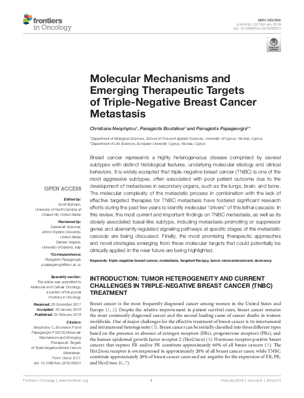 (PDF) Molecular Mechanisms and Emerging Therapeutic Targets of Triple ...