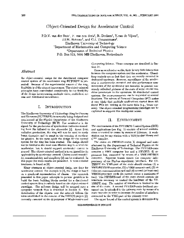 (PDF) Object-oriented design for accelerator control