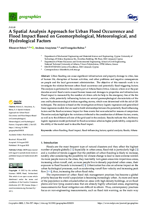 (PDF) A Spatial Analysis Approach for Urban Flood Occurrence and Flood ...