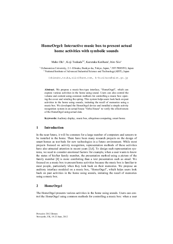 (PDF) Interactive music box to present actual home