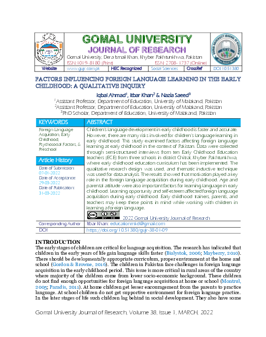 (PDF) Factors Influencing Foreign Language Learning in the Early ...