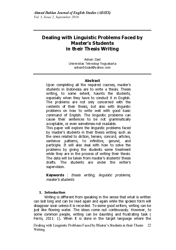 (PDF) Dealing with Linguistic Problems Faced by Master’s Students in ...