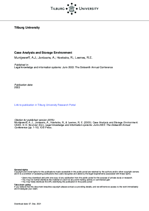 (PDF) Analysis and Storage Environment