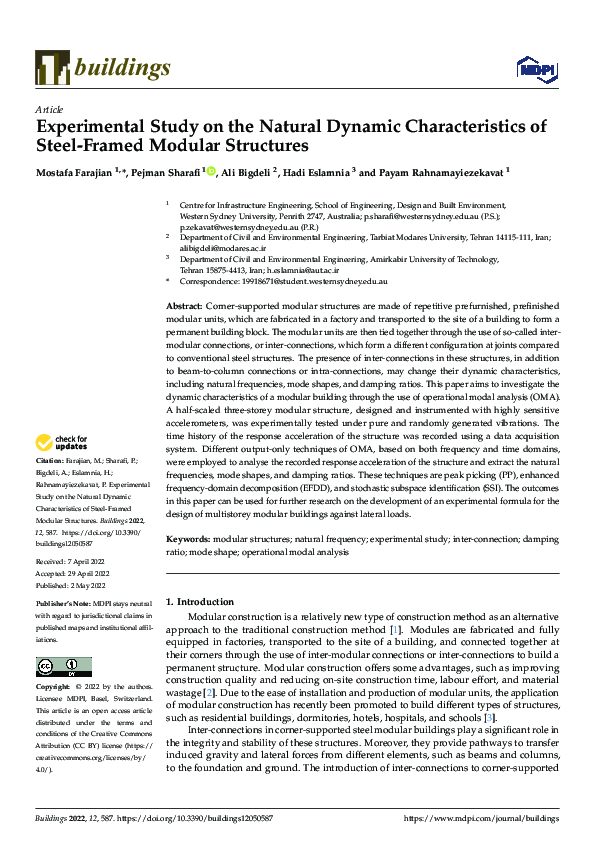 (PDF) Experimental Study on the Natural Dynamic Characteristics of ...