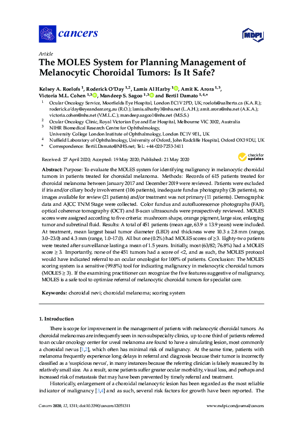 (PDF) The MOLES System for Planning Management of Melanocytic Choroidal ...