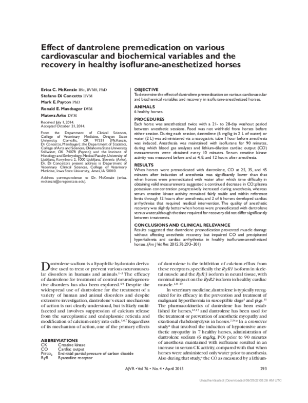 (PDF) Effect of dantrolene premedication on various cardiovascular and ...