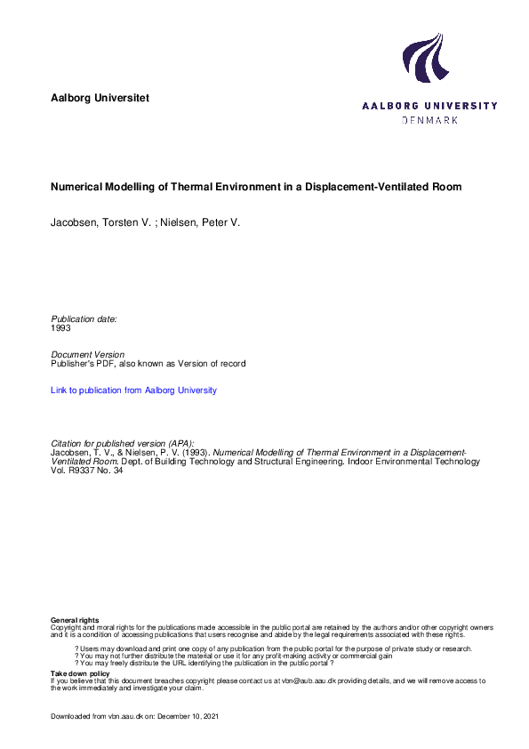 (PDF) Numerical Modelling of Thermal Environment in a Displacement ...