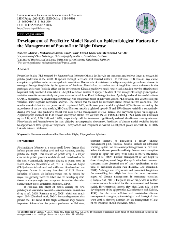 (PDF) Development of predictive model based on epidemiological factors ...