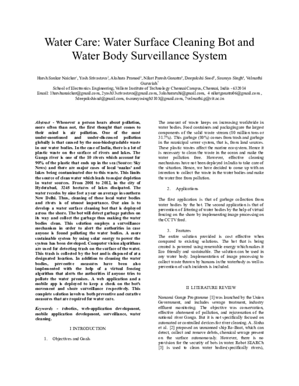 (PDF) Water Care: Water Surface Cleaning Bot and Water Body ...