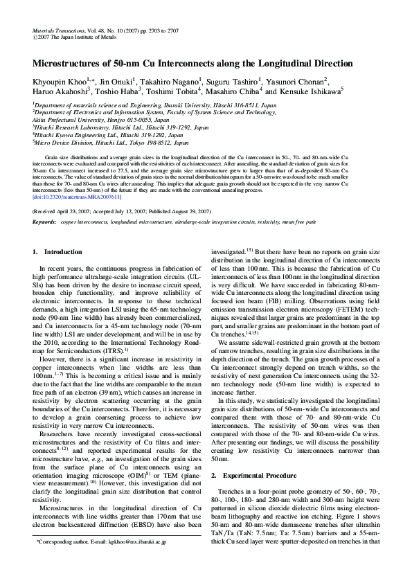 (PDF) Microstructures of 50-nm Cu Interconnects along the Longitudinal ...