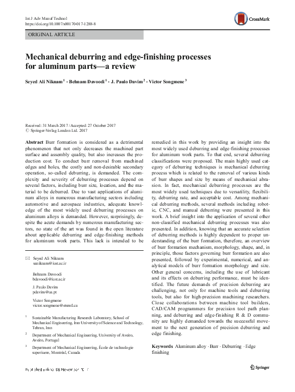 (PDF) Mechanical deburring and edgefinishing processes for aluminum