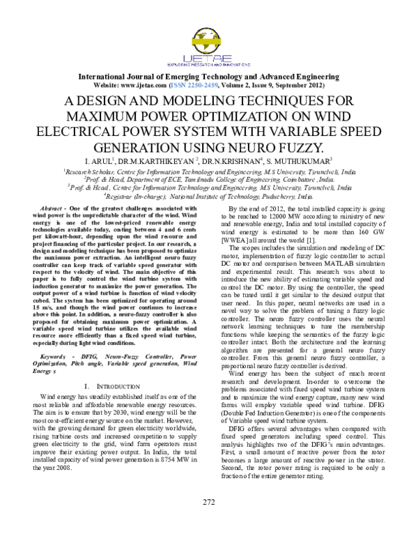 (PDF) A Design and Modeling Techniques for Maximum Power Optimization ...