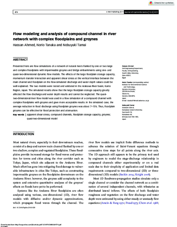 (PDF) Flow modeling and analysis of compound channel in river network ...