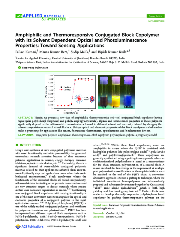 (PDF) Amphiphilic and Thermoresponsive Conjugated Block Copolymer with ...