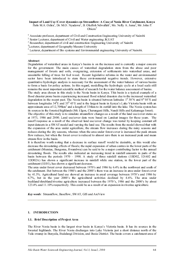 (PDF) Impact of Land Use /Cover dynamics on Streamflow: A Case of Nzoia ...