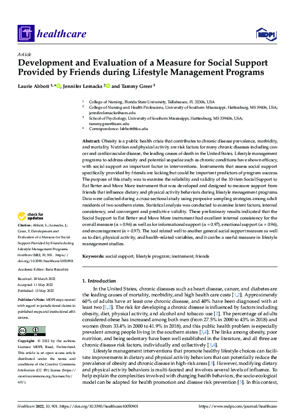 (PDF) Development and Evaluation of a Measure for Social Support ...