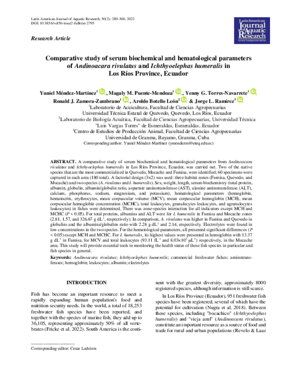 (PDF) Comparative study of serum biochemical and hematological ...