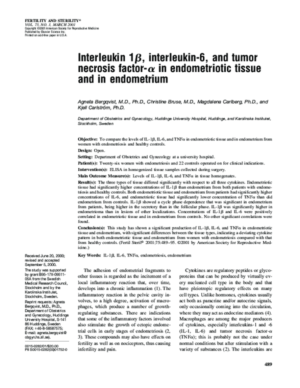 (PDF) Interleukin 1β, interleukin-6, and tumor necrosis factor-α in ...