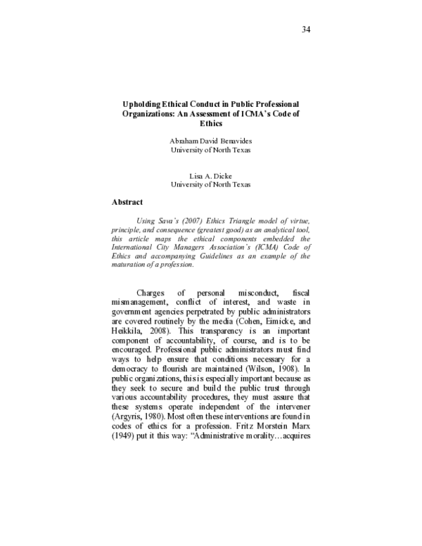 (PDF) Upholding Ethical Conduct in Public Professional Organizations ...