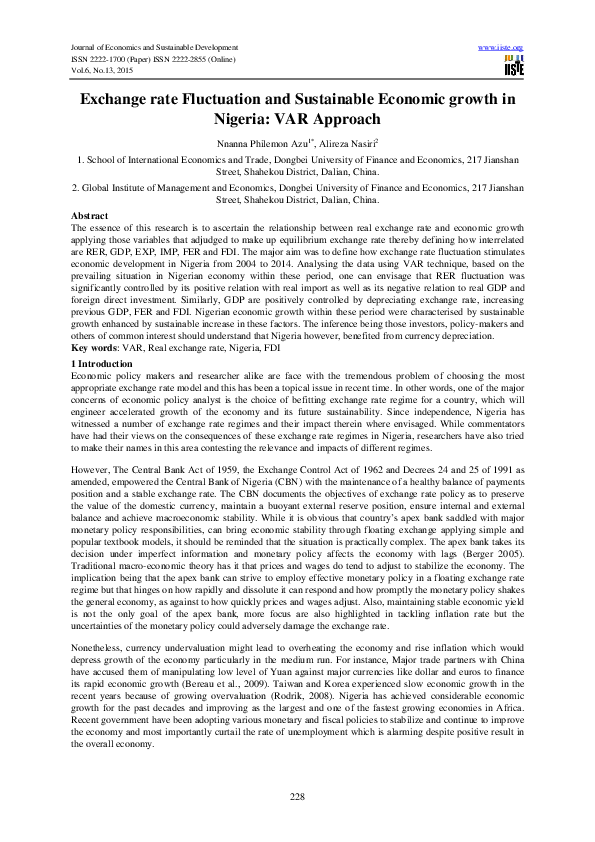 (PDF) Exchange rate Fluctuation and Sustainable Economic growth in ...