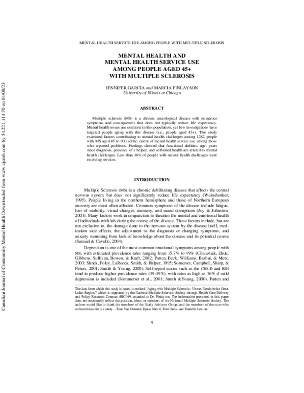 (PDF) Mental Health and Mental Health Service Use Among People Aged 45 ...