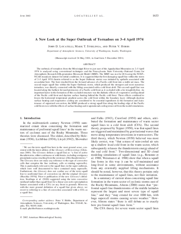 (PDF) A New Look at the Super Outbreak of Tornadoes on 3–4 April 1974