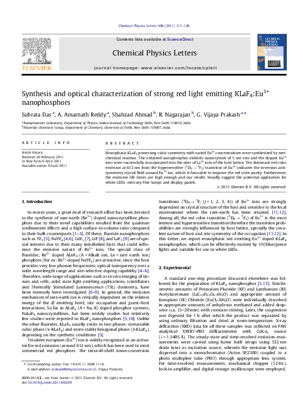 (PDF) Synthesis and optical characterization of strong red light ...