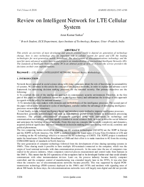 (PDF) Review on Intelligent Network for LTE Cellular System