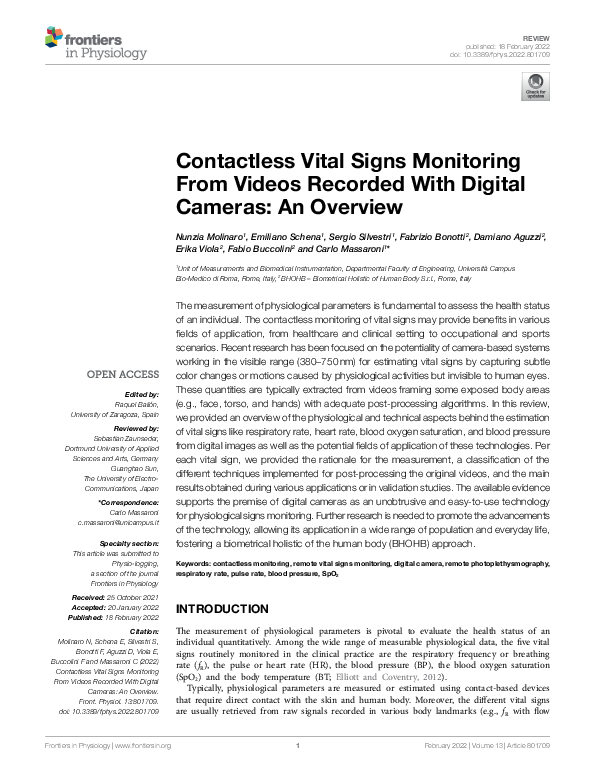 (PDF) Contactless Vital Signs Monitoring From Videos Recorded With ...