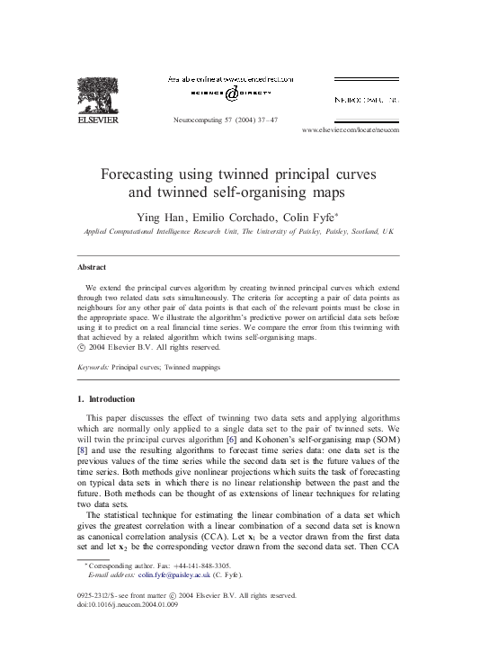 (PDF) Forecasting using twinned principal curves and twinned self
