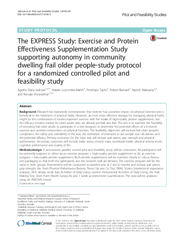 (PDF) The EXPRESS Study: Exercise and Protein Effectiveness ...