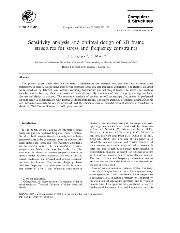 (PDF) Sensitivity analysis and optimal design of 3D frame structures ...