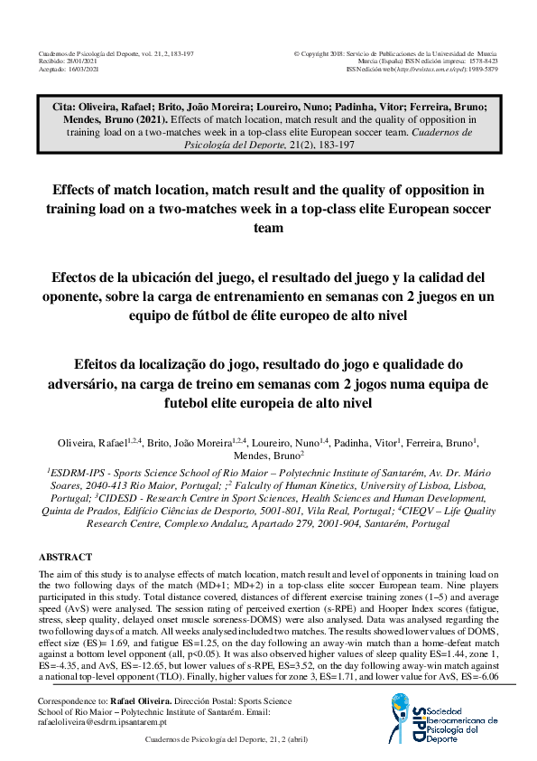 (PDF) Effects of match location, match result and the quality of ...