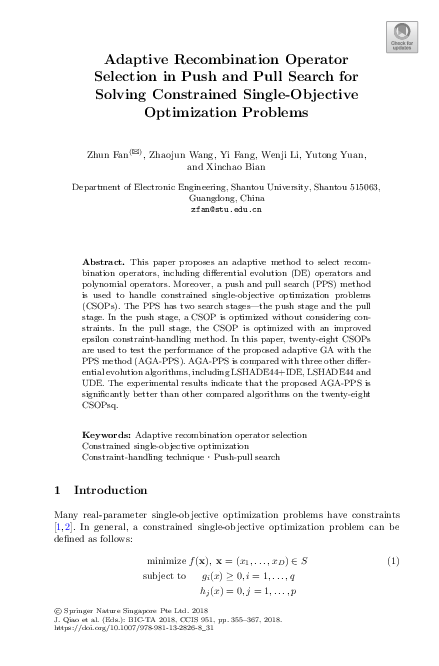 (PDF) Adaptive Recombination Operator Selection in Push and Pull Search ...