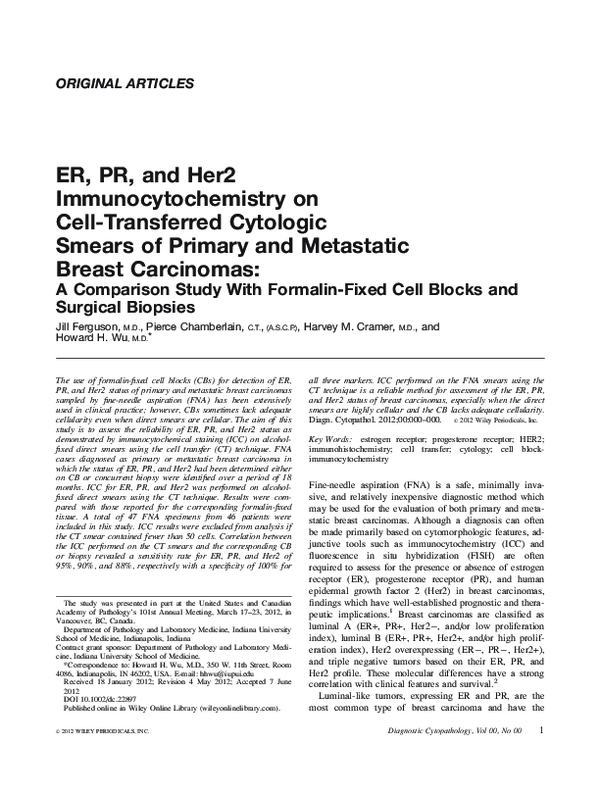 (PDF) ER, PR, and Her2 immunocytochemistry on cell-transferred ...