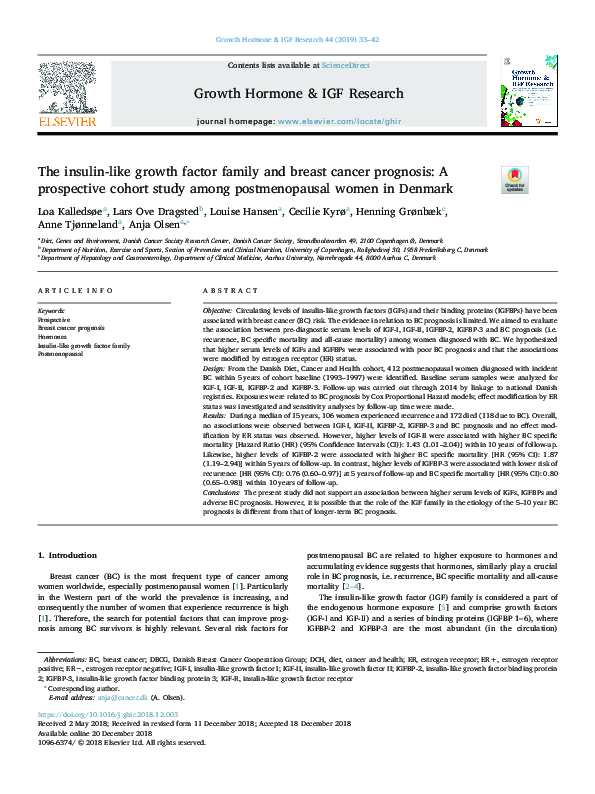 (PDF) The insulin-like growth factor family and breast cancer prognosis ...