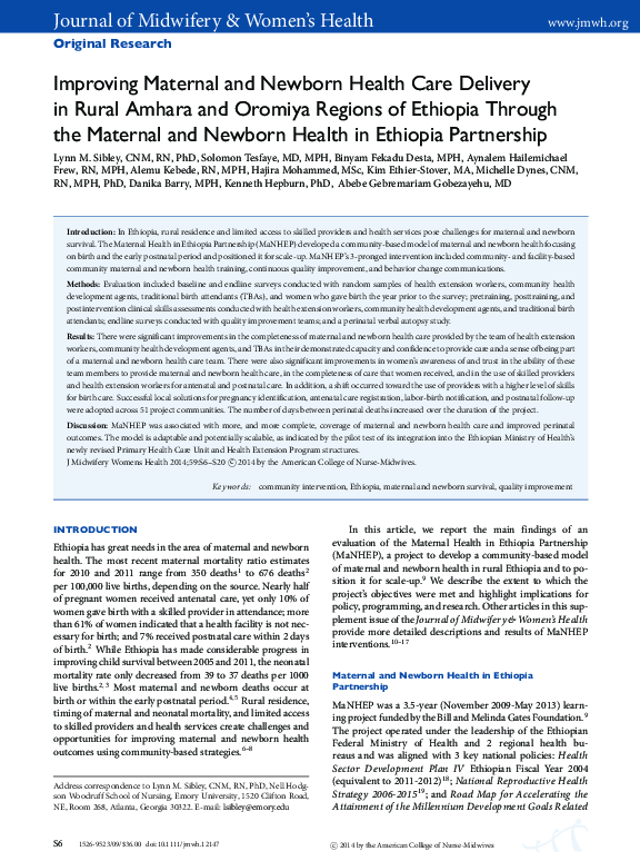 (PDF) Improving Maternal and Newborn Health Care Delivery in Rural ...