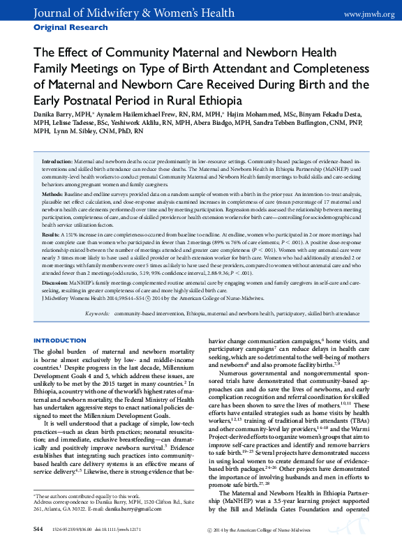 (PDF) The Effect of Community Maternal and Newborn Health Family ...