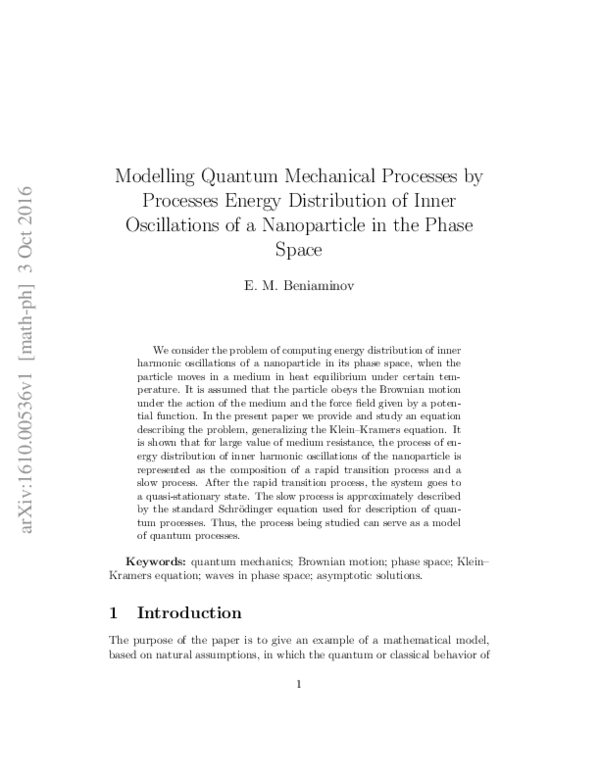 (PDF) Modelling Quantum Mechanical Processes by Processes Energy ...