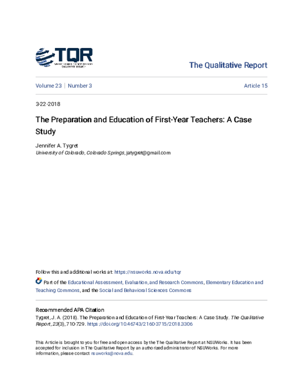 (PDF) The Preparation and Education of First-Year Teachers: A Case Study