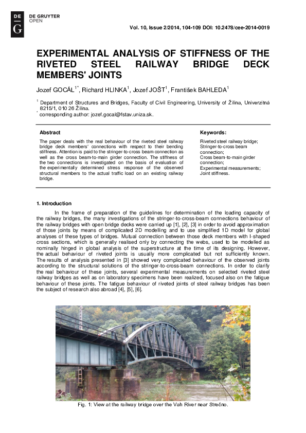 (PDF) Experimental Analysis of Stiffness of the Riveted Steel Railway ...