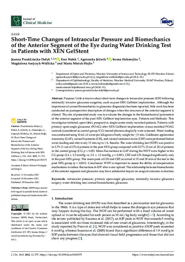 (PDF) Short-Time Changes of Intraocular Pressure and Biomechanics of ...